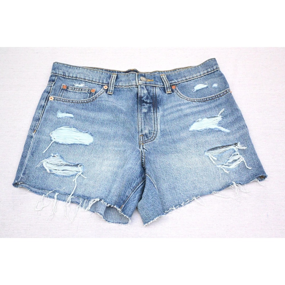 Lucky Brand Womens 10/30 High Rise Denim Cut Off Shorts Light Wash Distressed
